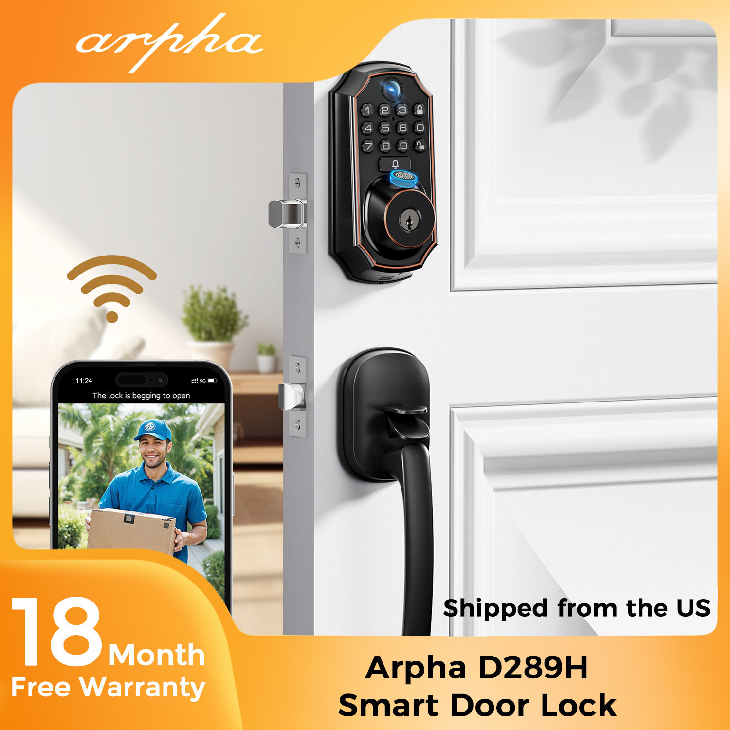 Kunci Pintu Pintar ARPHA D289H - Home Security Front Door Camera ulasan dan harga